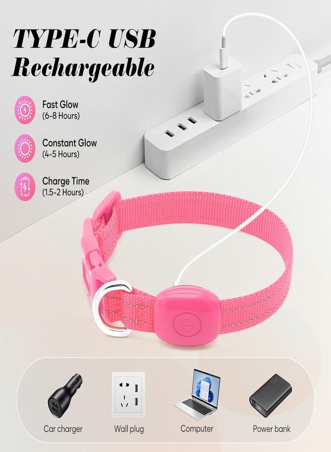 طوق كاندوفلاي المضيء للكلاب الصغيرة - طوق LED قابل لإعادة الشحن عبر منفذ USB للكلاب الصغيرة والقطط للمشي الليلي (صغير جدًا، وردي) - Image 3