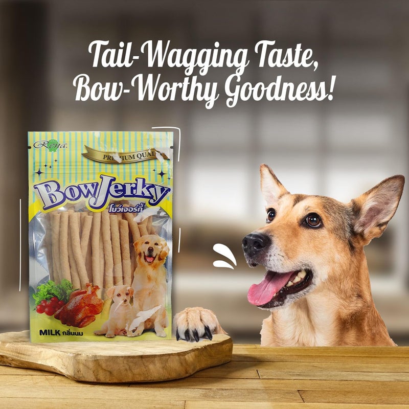 Rena Combo of Pawpaya 5 in 1 Multipurpose 40 Pull Pack Plant-Based Pet Cleaning Wipes and Bow Jerky Chicken and Milk Dog Treat 100% Pure Cage-Free Chicken Perfect Calcium Rich Training Reward - Image 2
