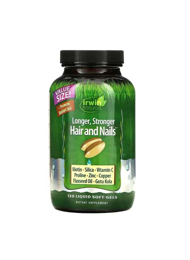 Irwin Naturals Longer Stronger Hair and Nails 120 Liquid SoftGels  - Image 1