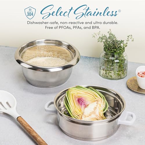 Aroma Housewares 6-Cup (Cooked yield ) / 1.2Qt. Select Stainless Pot-Style Rice Cooker, & Food Steamer, One-Touch Operation, White - Image 3