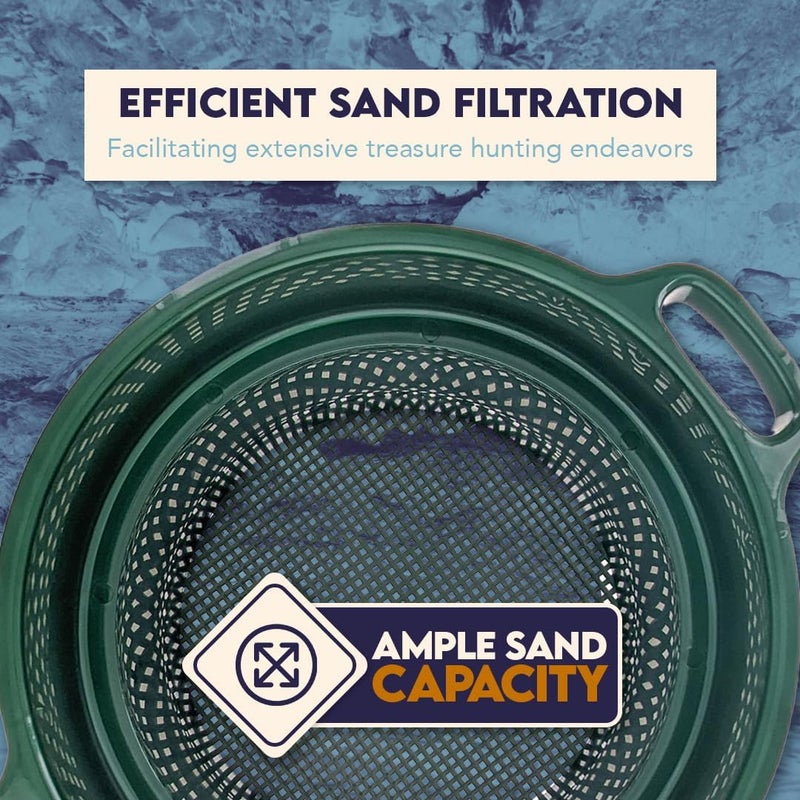 SE Deep Green Plastic Screen Stackable Sifting Pan with Handle Perfect for Gardening Treasure Hunting Prospecting Meal Worms and More GP2614P - Image 4