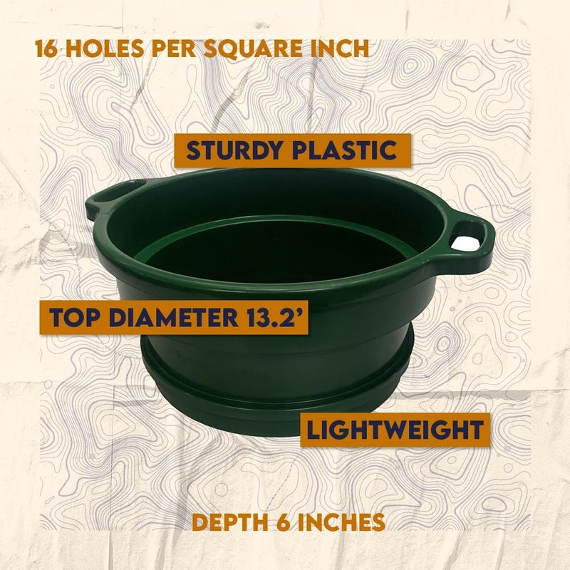 SE Deep Green Plastic Screen Stackable Sifting Pan with Handle Perfect for Gardening Treasure Hunting Prospecting Meal Worms and More GP2614P - Image 5