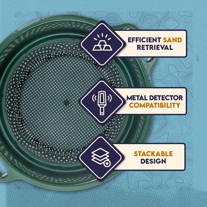 SE Deep Green Plastic Screen Stackable Sifting Pan with Handle Perfect for Gardening Treasure Hunting Prospecting Meal Worms and More GP2614P - Image 3