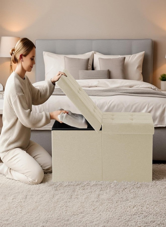 Snuvid 30-INCH Storage Ottoman Bench, Footrest with Storage, End of Bed Bench Coffee Table for Living Room, Bedroom, Entryway, Beige - Image 5