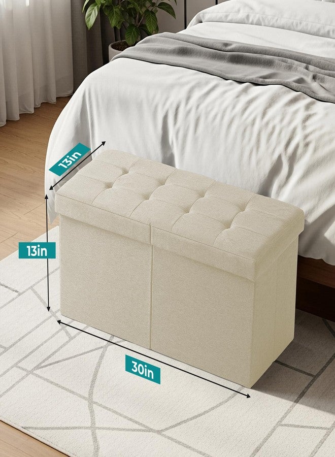 Snuvid 30-INCH Storage Ottoman Bench, Footrest with Storage, End of Bed Bench Coffee Table for Living Room, Bedroom, Entryway, Beige - Image 2