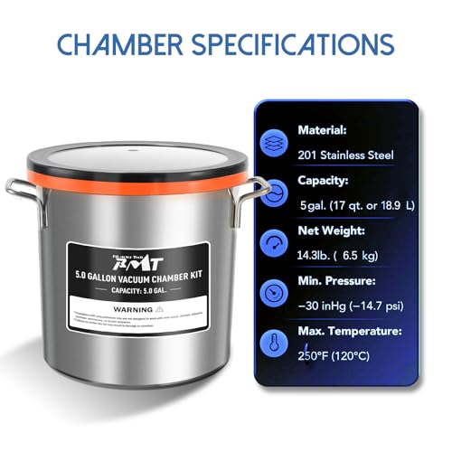 PB Motor Tech BMT PB Motor Tech 5 Gallon Vacuum Chamber Kit with 4.5 CFM Vacuum Pump, Tempered Glass Lid Vacuum Chamber and 38 Micron Chamber Set, No Oil Included, Perfect for Wood Stabilization - Image 2