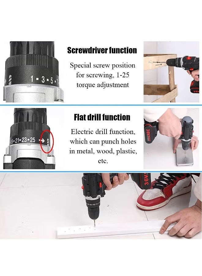 Cordless Electric Impact Drill Kit with 2 Rechargeable 48V Batteries - Image 4