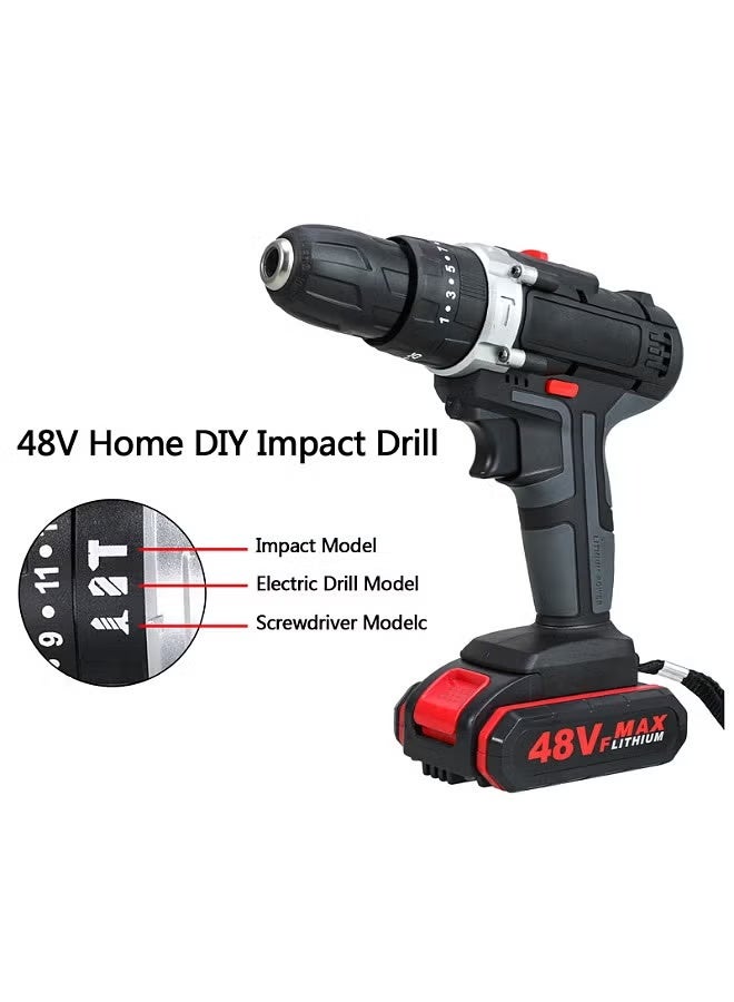 Cordless Electric Impact Drill Kit with 2 Rechargeable 48V Batteries - Image 3
