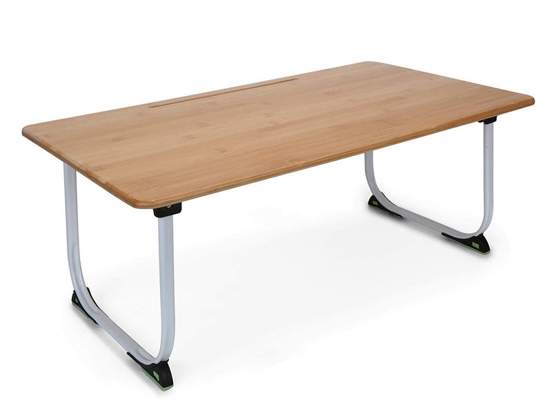 NICOYA Bamboo Wood Extra Large Foldable Laptop TableStudy TableBed Tablewith Metal Leg 68 40 25 - Image 1