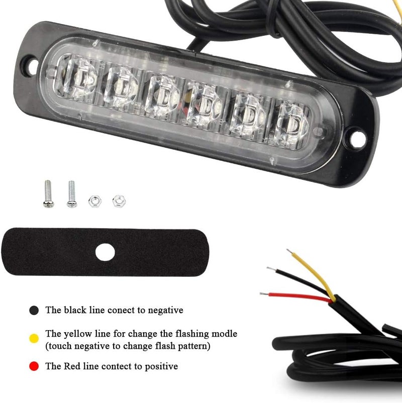 Sidaqi Universal 12-24V Emergency Strobe Warning Lights 6 LED 12W Surface Mount Beacon Hazard Warning Lights Flashing Light Bar for Off Road Vehicle, ATVs, Truck- 4PCS (Blue) - Image 4