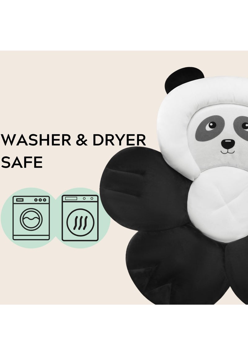 PandaEar Baby Bath Pad for Infant Newborn | Bath Seat Soft Panda Cushion Mat for Sink Bathtub Essentials Shower Gift (Black)
