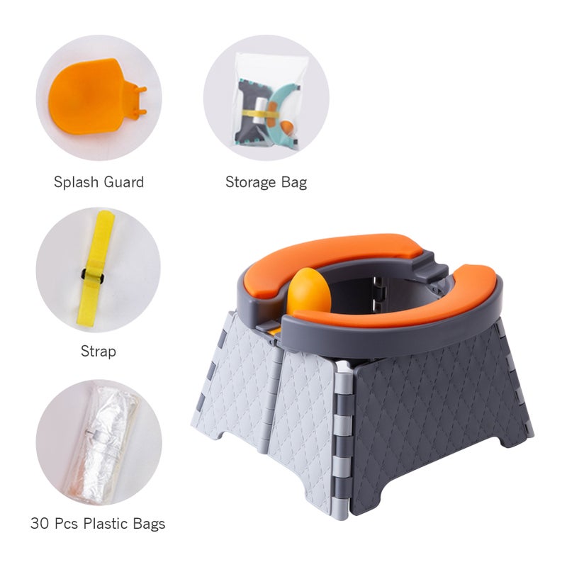 Foldable Toilet Trainer Kids Travel Potty Toilet Seat Baby Potty Seat with Splash Guard 30 Plastic Bags Storage Bag Soft Silicone Mat Portable Potty Training Seat for Home Travel On-The-Go Indoor - Image 3