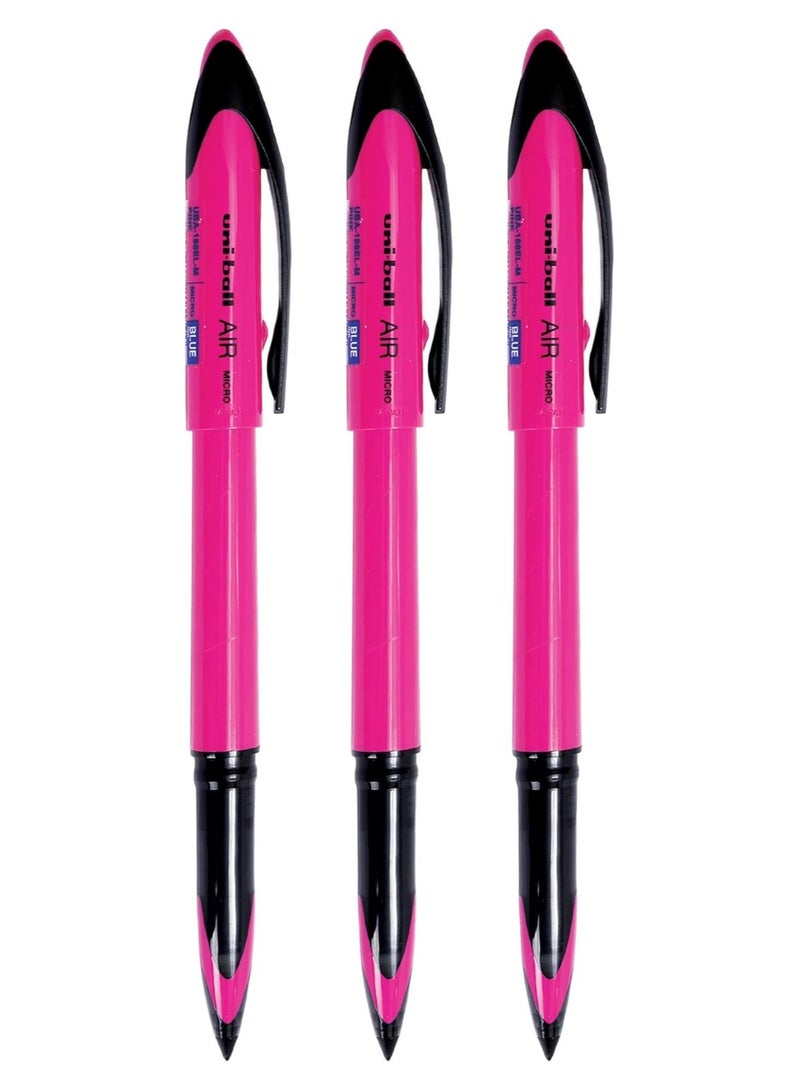 Uniball uni-ball Air UBA188ELM Roller Ball Pen (Pink Body, Blue Ink, Pack of 3) - Image 1