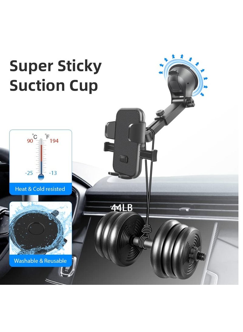 فايماي حامل هاتف السيارة لوحة القيادة قابل للتعديل حامل الهاتف المحمول للسيارة حامل الزجاج الأمامي للسيارة متوافق مع هاتف Iphone 13 Pro 13 Pro Max 13 حامل هاتف السيارة الصغير حامل هاتف السيارة أسود - Image 2