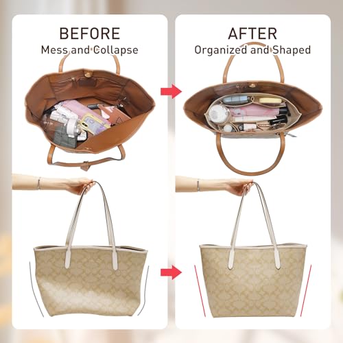 OAikor Felt Purse Organizer Insert Compatible with Coach City 30, Neverfull PM and More,Lightweight Bag Shaper for Women Luxury Tote HandBags,M - Image 4