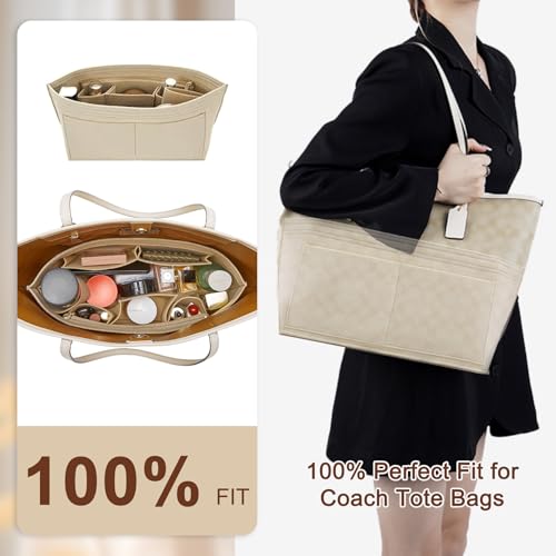 OAikor Felt Purse Organizer Insert Compatible with Coach City 30, Neverfull PM and More,Lightweight Bag Shaper for Women Luxury Tote HandBags,M - Image 5