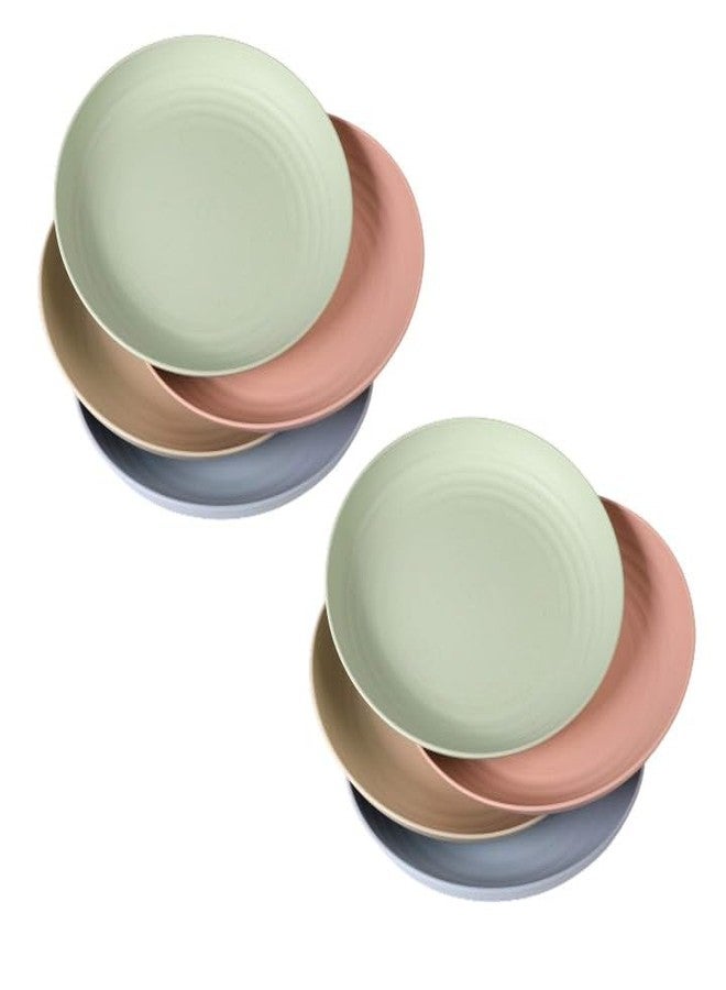 PLENARO Wheat Straw Plates- Reusable Plate Set,Lightweight Unbreakable Dinner Dishes Plates Set Dishwasher & Microwave Safe BPA Free,Perfect for Daily Use,Picnics,Parties (Middle(23CM), Pack of 8) - Image 1