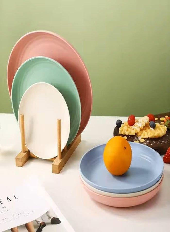 PLENARO Wheat Straw Plates- Reusable Plate Set,Lightweight Unbreakable Dinner Dishes Plates Set Dishwasher & Microwave Safe BPA Free,Perfect for Daily Use,Picnics,Parties (Middle(23CM), Pack of 8) - Image 4