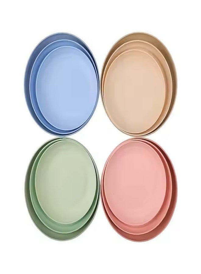 PLENARO Wheat Straw Plates- Reusable Plate Set,Lightweight Unbreakable Dinner Dishes Plates Set Dishwasher & Microwave Safe BPA Free,Perfect for Daily Use,Picnics,Parties (Middle(23CM), Pack of 8) - Image 2