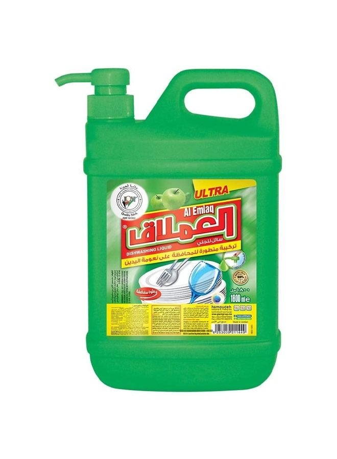 Al Emlaq Ultra Dishwashing Liquid, Apple, 1800ml - Image 2