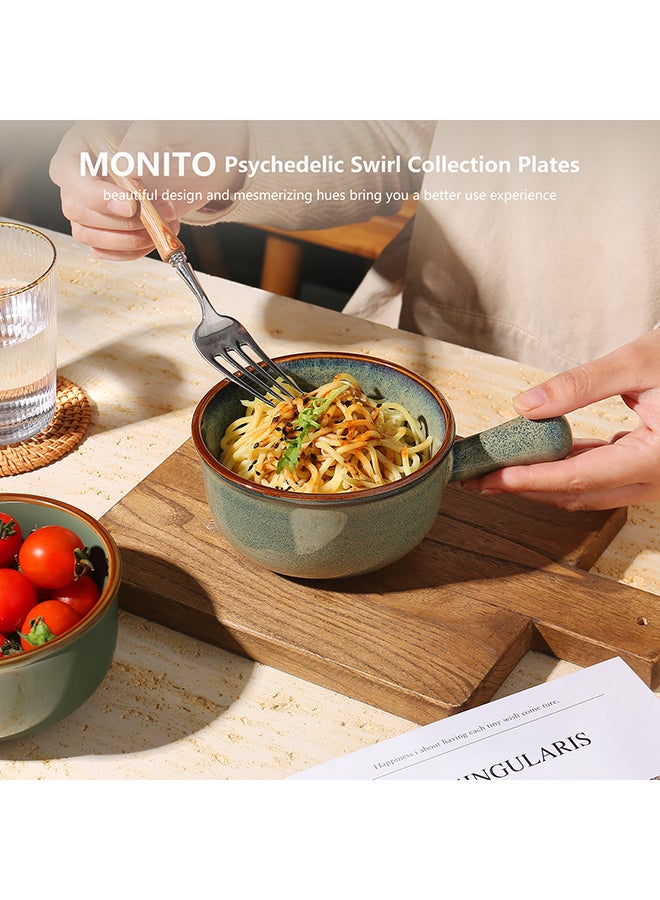 MONITO 4 Piece Set French Onion Soup Ceramic Bowls, 16oz, Stackable with Handles, Oven Microwave and Dishwasher safe, for Cereal, Soups, Casseroles - Multicolor  - Image 5