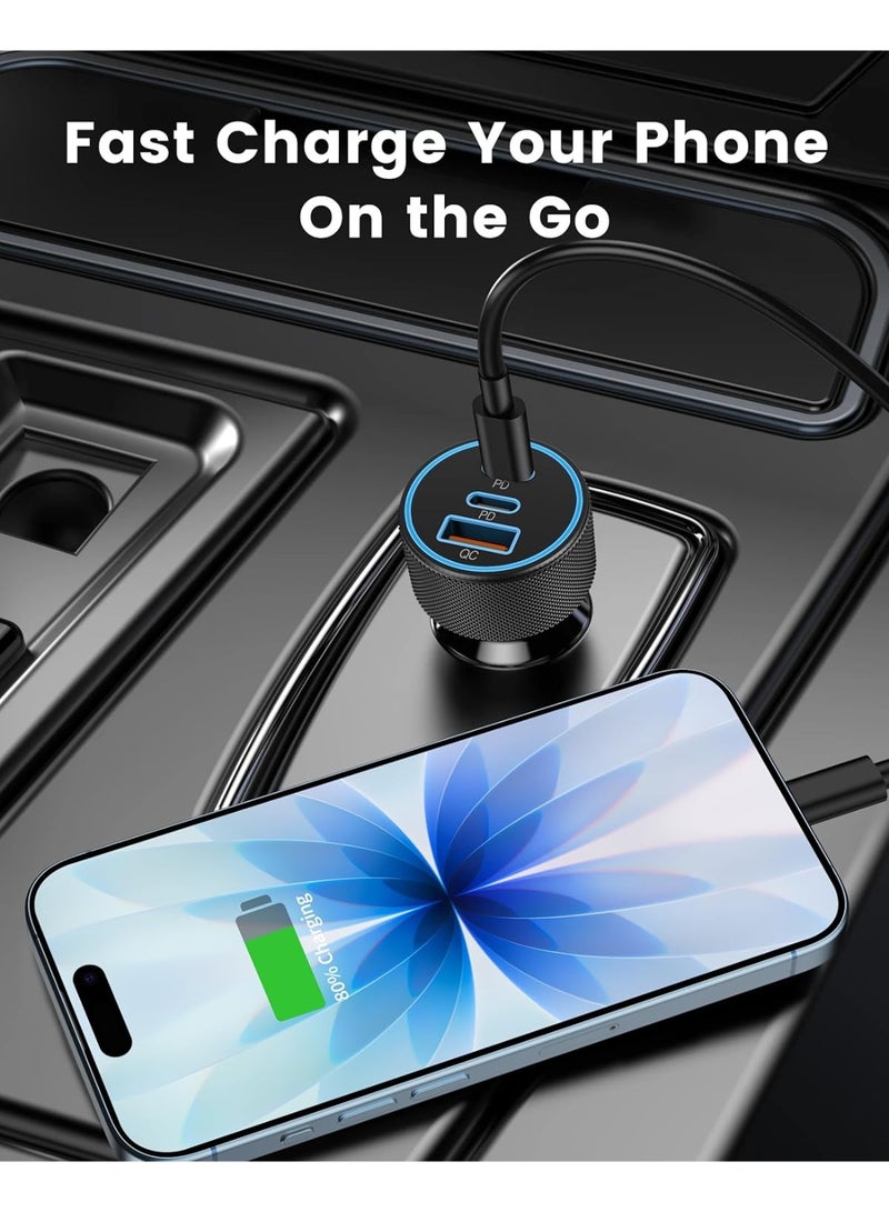 TUNKE USB C Car Charger, 3-Port 67W Dual USB-C & USB-A Car Power Adapter PD/QC Fast Charging Cigarette Lighter for iPhone 17/16/15/14/13/12/11 Pro Max, iPad, Samsung Galaxy S25 S24/S23/S22, Pixel, Android - Image 5