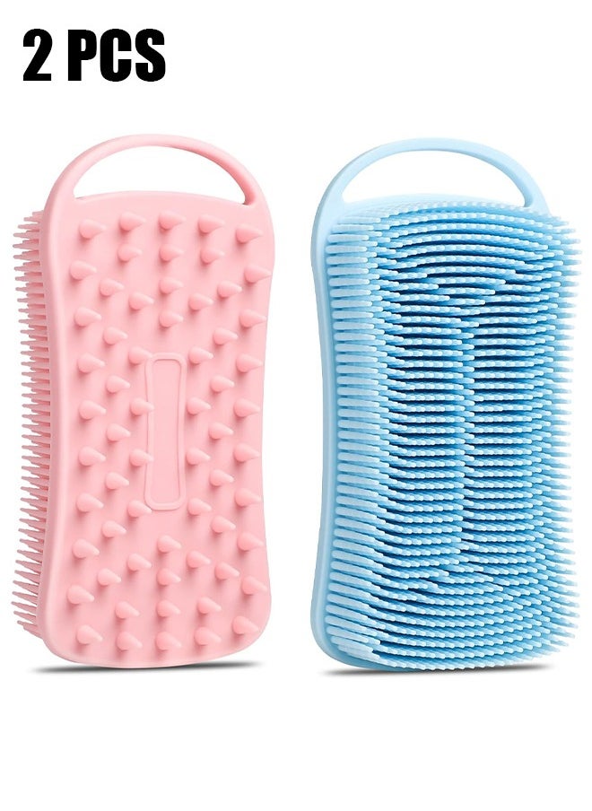 2 Pcs Silicone Body Scrubber, Exfoliating Body Scrubber, Soft Silicone Loofah, 2 in 1 Bath and Shampoo Brush, Cleaning Exfoliating Skin for Sensitive and All Kinds of Skin (Pink + Blue) - pzsku/Z298DB9A6E395EDF6B4D7Z/45/_/1730963533/ca125cd5-655d-4416-a423-745a27968ebb