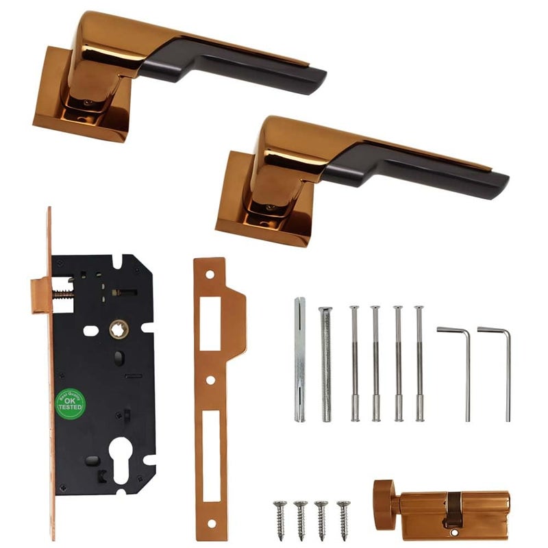 Volo Heavy Duty Bathroom Door Lock Toilet Door Lock Set with Brass Cylinder and 10 Lock Body for HomeHotelsOffice in Rose GoldBlack Finish Without Keys Model Oscar - Image 5