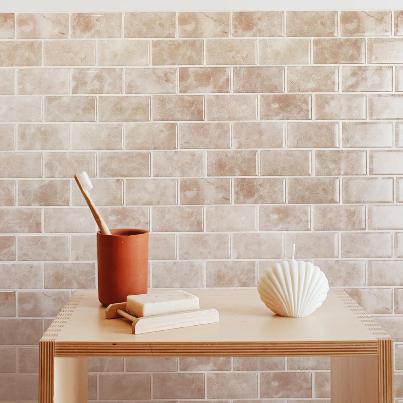Smart Tiles Peel and Stick Backsplash - Sheets of 10.95" x 9.70" - 3D Adhesive Peel and Stick Tile Backsplash for Kitchen, Bathroom, Wall Tile (Beige, Marble, Pack of 10) - Image 5