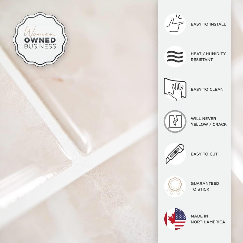 Smart Tiles Peel and Stick Backsplash - Sheets of 10.95" x 9.70" - 3D Adhesive Peel and Stick Tile Backsplash for Kitchen, Bathroom, Wall Tile (Beige, Marble, Pack of 10) - Image 4