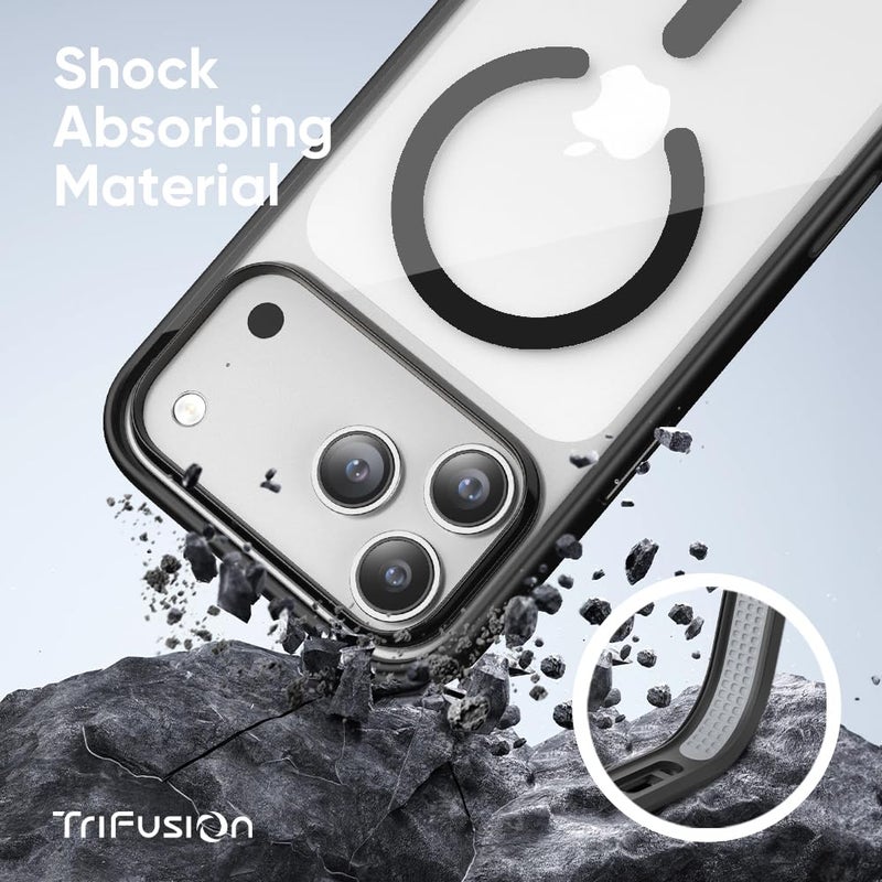 FLOLAB Surtect Tri-Fusion Magnetic for iPhone 17 Pro Case Protective Slim Design Magsafe Compatible Military Grade - Black Clear Black - Image 2