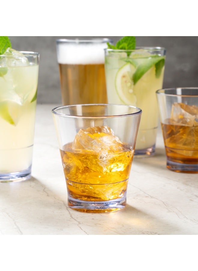 Restaurantware Bev Tek 9 Ounce Plastic Drinking Glasses, 12 Reusable Plastic Cocktail Cups - Shatterproof, Clear Plastic Old Fashioned Glasses, Dishwashable, Stackable - Image 3