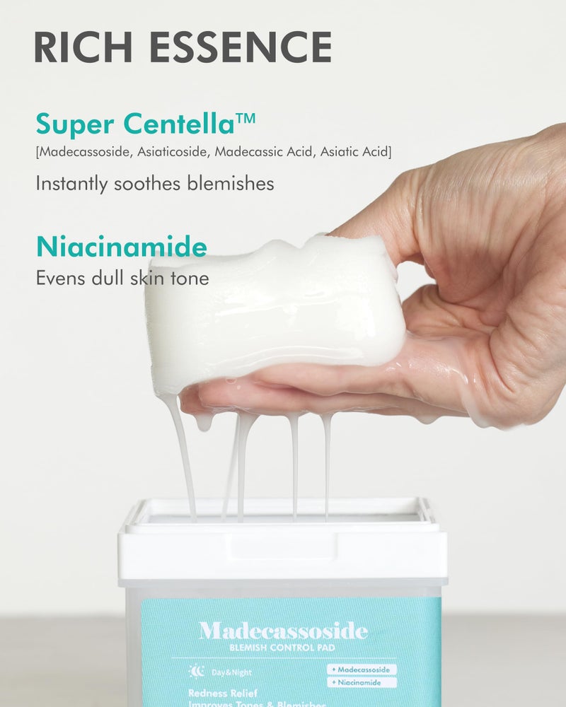 DERMAL وسادة التحكم في العيوب من ديرمال ميدكاسوسيد - وسادة تونر كورية لتحسين العيوب واللون مع سنتيلا أسياتيكا - وسادات مربعة من قطن تينسل نباتي - مجموعة سفر 12 وسادة، 3 عبوات (إجمالي 36 وحدة)  - Image 4