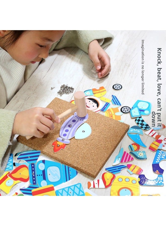 Children's Creative Puzzle P.45 Baby Early Education Puzzle DingTalk Music Wooden Puzzle Toy-Color:mzm-color Box Transportation - Image 3