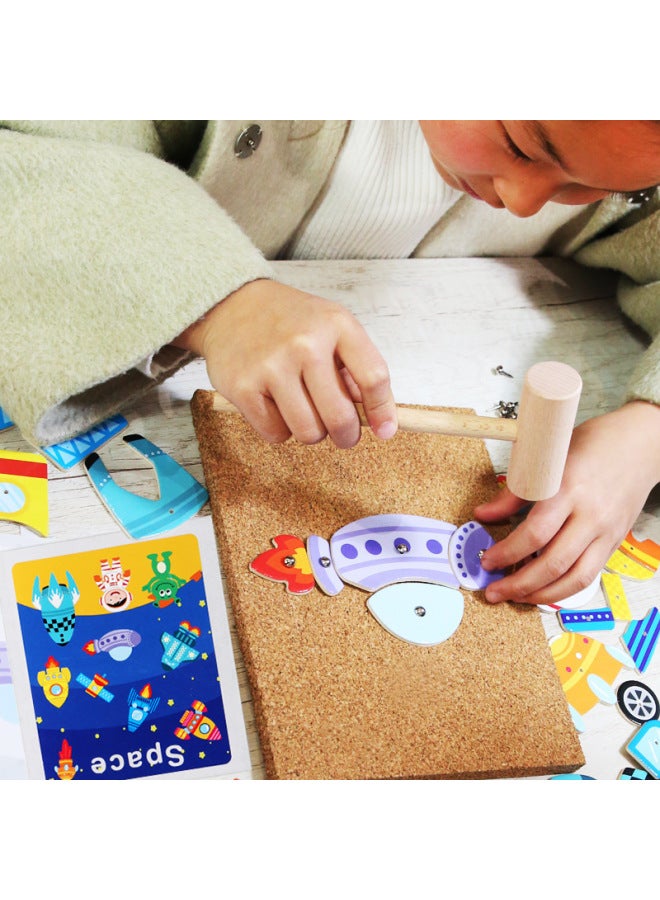 Children's Creative Puzzle P.45 Baby Early Education Puzzle DingTalk Music Wooden Puzzle Toy-Color:mzm-color Box Transportation - Image 4