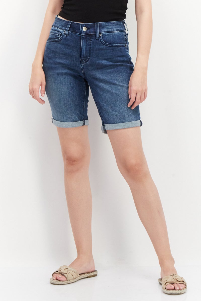 NYDJ Women Washed Denim Shorts, Blue - Image 1