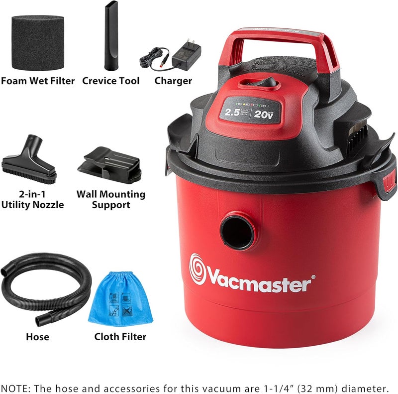 Vacmaster 2.5-Gallon 20V Cordless Wet/Dry Vac - DVOM202P 1101 - Image 2