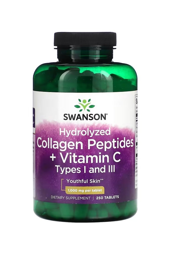 سوانسون بيبتيدات الكولاجين المتحلل + فيتامين ج، 250 قرصًا