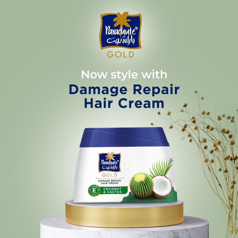 Parachute Gold Damage Repair Hair Cream with Coconut & Cactus - 140ml (Pack of 2) for Smooth, Shiny, and Conditioned Hair - Image 4