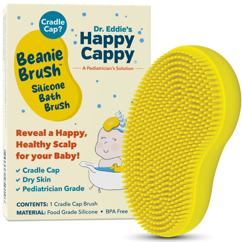 Happy Cappy Beanie Brush - Cradle Cap Brush for Babies, Dry Skin Care, Gentle Exfoliating Baby Scalp Scrubber for Bathing, Helps Dandruff and Flakes, Food Grade Silicone, BPA Free - Image 1