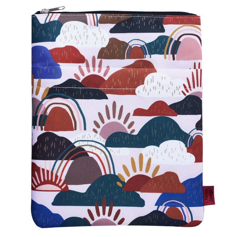 LParkin Whimsical Clouds Book Sleeve, Book Covers for Paperbacks, Washable Fabric, Book Sleeves with Zipper, Medium 11 X 8.5 Inch - Image 1