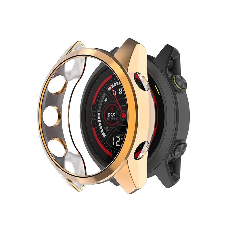 غطاء حماية متوافق مع ساعة Garmin Forerunner 745، غطاء ملون مقاوم للصدمات، غطاء حماية للساعة، غطاء واقي لساعة Forerunner 745 الذكية (ذهبي وردي) - Image 1