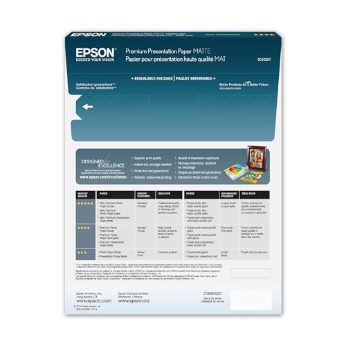 EPSON ورق مات ثقيل من إبسون 8.5x11 بوصة، 50 ورقة (S041257) - Image 2
