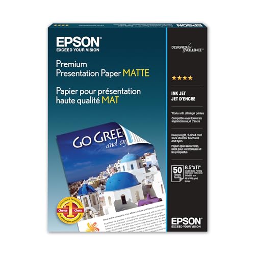 EPSON ورق مات ثقيل من إبسون 8.5x11 بوصة، 50 ورقة (S041257) - Image 1