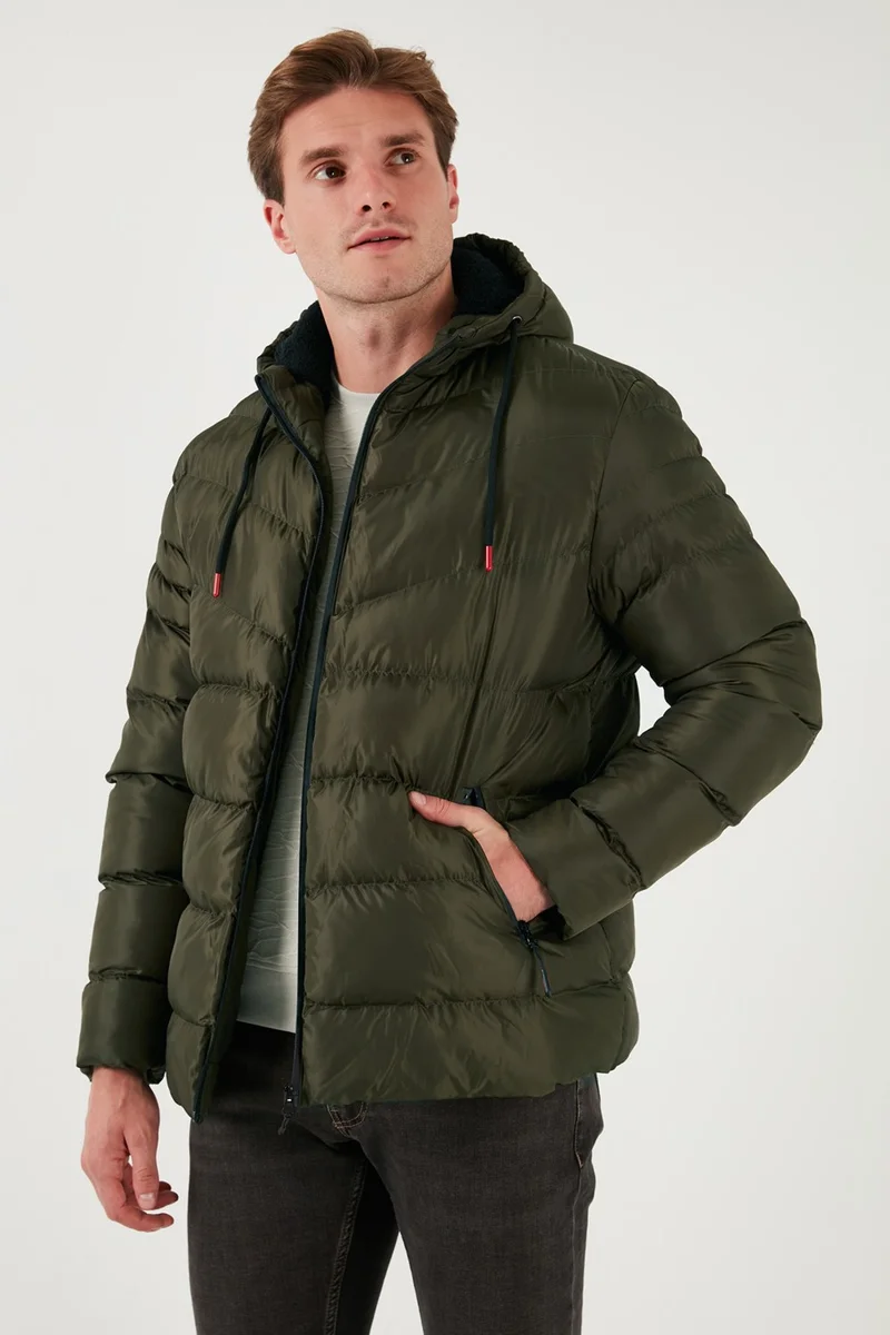 Buratti Plush Lined Hooded Zippered Slim Fit Puffer Coat Men's Coat 5762010