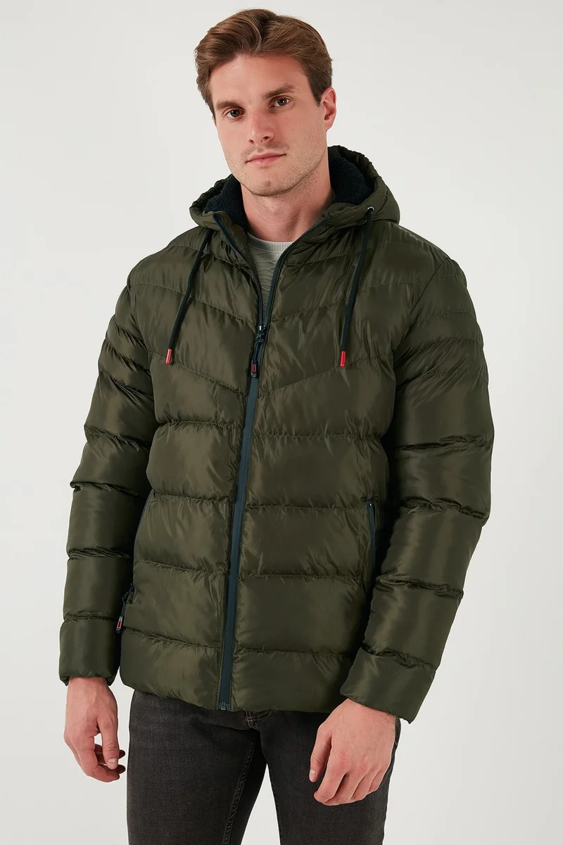 Buratti Plush Lined Hooded Zippered Slim Fit Puffer Coat Men's Coat 5762010