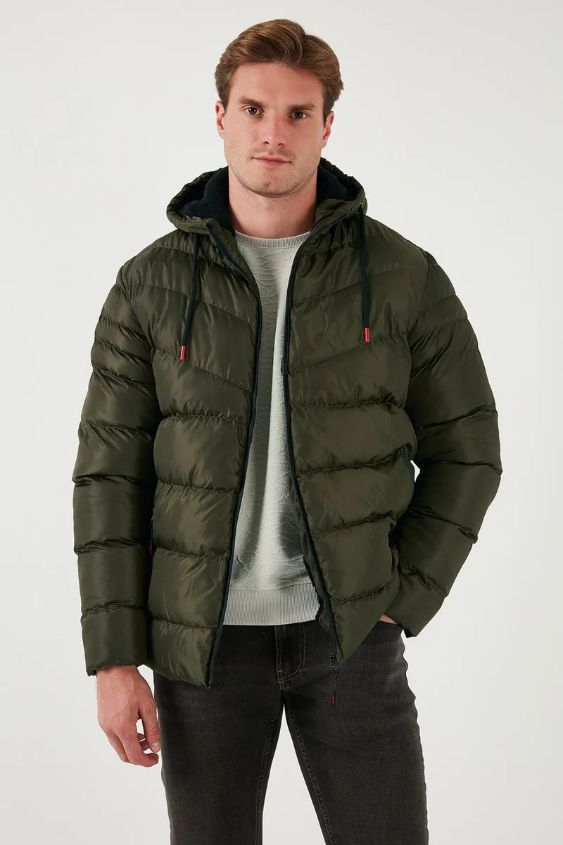 Buratti Plush Lined Hooded Zippered Slim Fit Puffer Coat Men's Coat 5762010