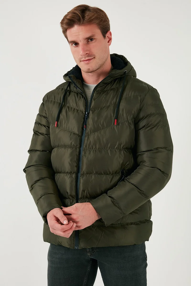 Buratti Plush Lined Hooded Zippered Slim Fit Puffer Coat Men's Coat 5762010