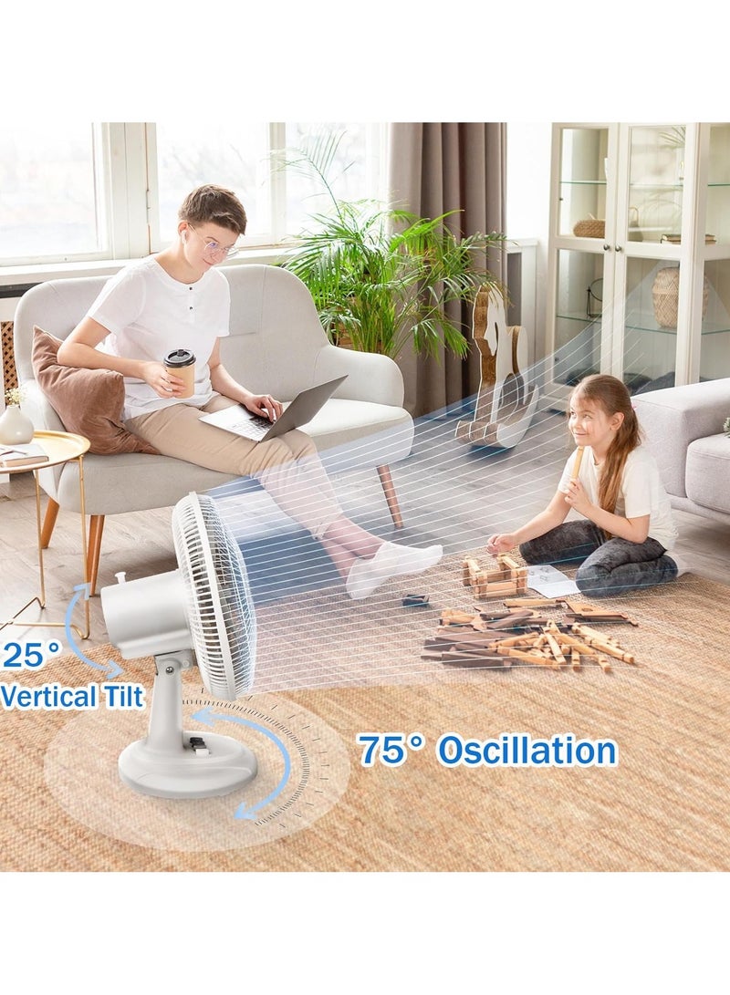 VUCATIN Oscillating Table Fan with Adjustable Tilt Convenient Push Button Controls Quiet 12 inch 3 Speed Desk Fan Airflow 15.75 ft/sec Ideal for Home Bedroom Dorm & Office (Black)  - Image 4