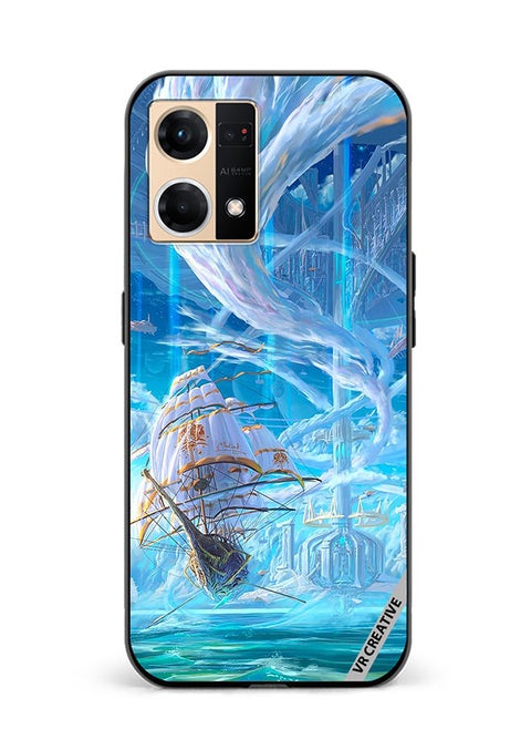 Protective Case Cover For Oppo Reno7 Castle With Clouds Design Multicolour